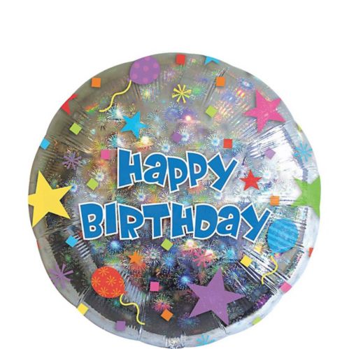 Ballon en aluminium prismatique Happy Birthday en forme d'étoile, gonflage à l’hélium inclus, 17 po Image de l’article