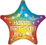Ballon en aluminium personnalisé « Happy Birthday Star », gonflage à l’hélium inclus, 18 po | Anagram Int'l Inc.null
