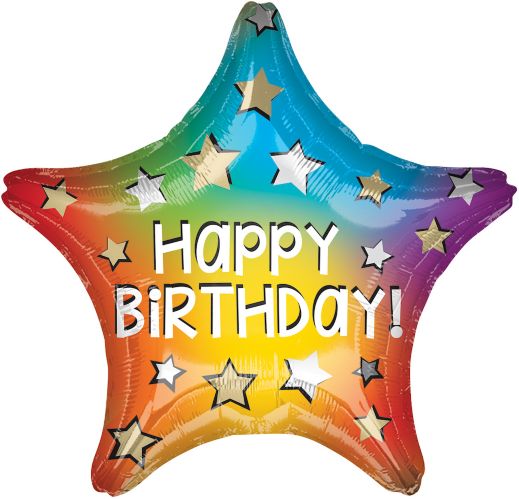 Personalized Happy Birthday Star Foil Balloon, Helium Inflation Included, 18-in Product image