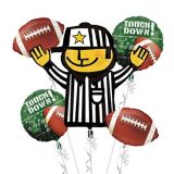 Football Foil Balloon Bouquet for Sports/Superbowl Party, Helium Inflation Included, 5-pc
