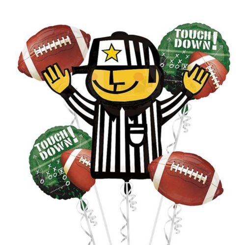 Football Foil Balloon Bouquet for Sports/Superbowl Party, Helium Inflation Included, 5-pc Product image