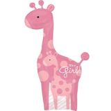 It's A Girl Wild Safari Giraffe Foil Balloon for Baby Shower, Helium Inflation Included, Pink, 42-in | Anagram Int'l Inc.null