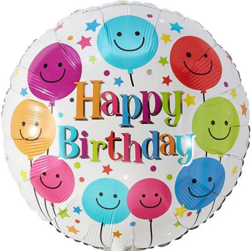Ballon en aluminium d’anniversaire Colourful Smiling, gonflage à l’hélium compris, 16,5 po Image de l’article