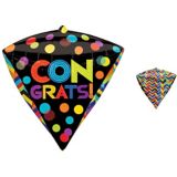 Diamondz Bright Dot Congratulations Foil Balloon, Helium Inflation Included, 17-in