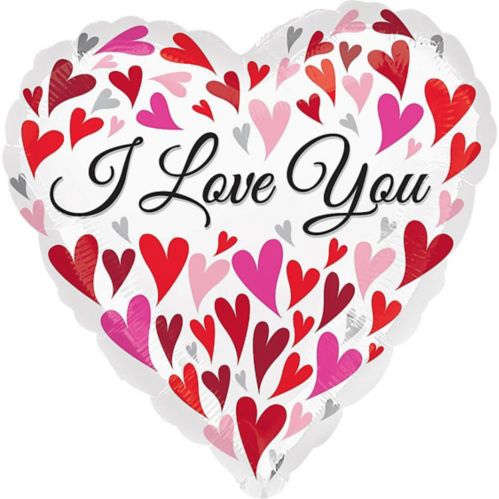 Floating Hearts I Love You Heart Foil Balloon for Anniversary/Valentine's Day, Helium Inflation Included, 17-in Product image