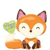 Welcome Baby Woodland Fox Foil Balloon for Baby Shower, Helium Inflation Included, 28-in