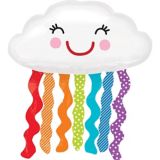 Rainbow Cloud Foil Balloon for Birthday Party, Helium Inflation Included, 34-in x 36-in