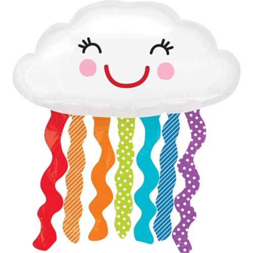 Rainbow Cloud Foil Balloon for Birthday Party, Helium Inflation Included, 34-in x 36-in Product image