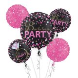 Sassy Bride Bachelorette Party Foil Balloon Bouquet, Helium Inflation Included, Black/Pink, 5-pc