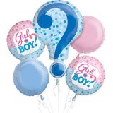 Bouquet de ballons en aluminium pour dévoilement de sexe du bébé, gonflage à l’hélium compris, paq. 5 | Anagram Int'l Inc.null