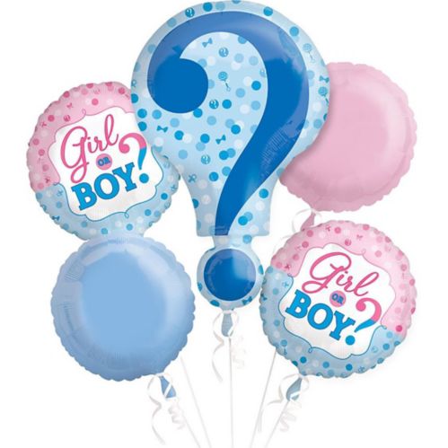 Bouquet de ballons en aluminium pour dévoilement de sexe du bébé, gonflage à l’hélium compris, paq. 5 Image de l’article