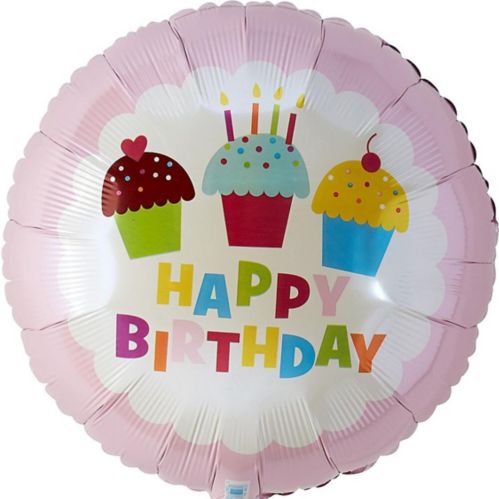 Colourful Cupcakes Happy Birthday Balloon, 16.5-in Product image