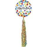 Giant Rainbow Dot Happy Birthday Balloon with Tail, 36-in | Amscannull