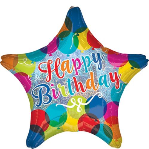 Rainbow Happy Birthday Star Balloon, 18-in Product image