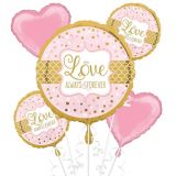 Wedding Foil Balloon Bouquet, Helium Inflation Included, Pink, 5-pc