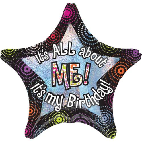 Giant Prismatic All About Me Birthday Star Balloon, 28-in Product image
