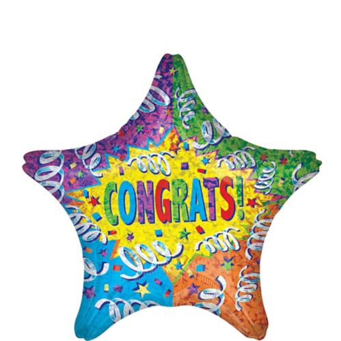 Congrats Star Foil Birthday Balloon, Helium Inflation Included, 19-in Product image
