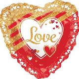 Gold and Red Love Heart Balloon, 28-in