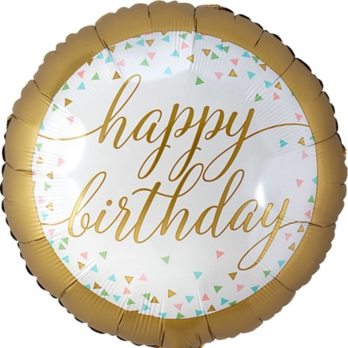Happy Birthday Confetti Foil Balloon, Helium Inflation Included, Gold, 16.5-in Product image