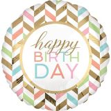 Ballon Happy Birthday, doré et pastel, 27 po | Amscannull