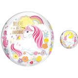 See Thru Orbz Magical Unicorn Foil Balloon for Kids' Birthday Party, Helium Inflation Included