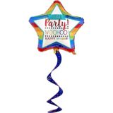 Ballon Happy Birthday Étoile arc-en-ciel avec queue spirale | Amscannull