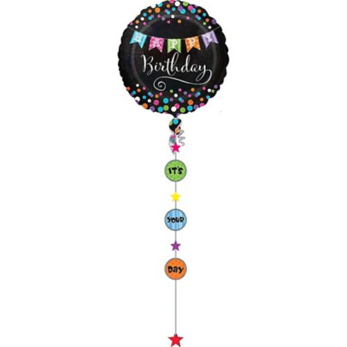 Ballon géant Happy Birthday avec queue poids ballon, 81,2 cm Image de l’article