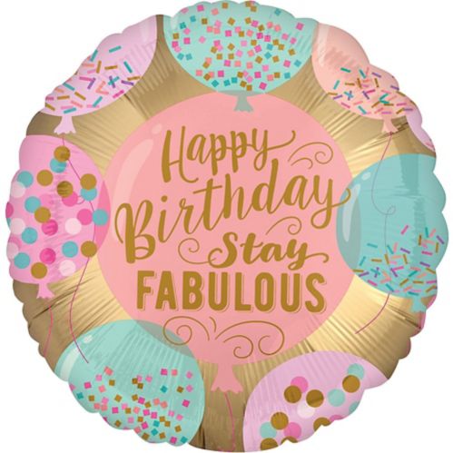 Ballon en aluminium d’anniversaire Stay Fabulous, gonflage à l’hélium inclus, 16,5 po Image de l’article