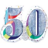 Ballon en aluminium prismatique arc-en-ciel 50e anniversaire, gonflage à l’hélium inclus, 26 po | Anagram Int'l Inc.null