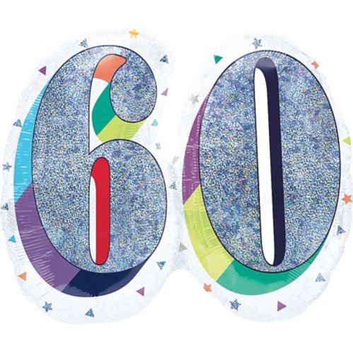 Milestone 60th Birthday Rainbow Foil Balloon, Helium Inflation Included, 26-in Product image