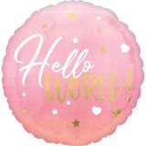 Hello World Pink and Gold Balloon, 17-in
