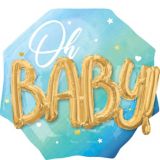 Oh Baby Octagonal 3D Balloon for Baby Shower/New Baby, Helium Inflation Included, Blue, 30-in | Anagram Int'l Inc.null
