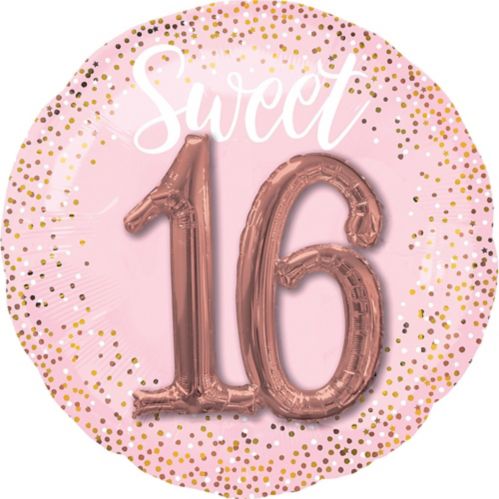 Sweet 16 3D Foil Birthday Balloon, Helium Inflation Included, Pink, 28-in Product image