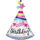 Prismatic Happy Birthday Hat Foil Balloon, Helium Inflation Included, 36-in | Anagram Int'l Inc.null
