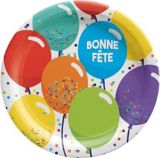 Bonne Fete Colourful Paper Plate, Birthday Parties,  7-in, 8-pk | Amscannull