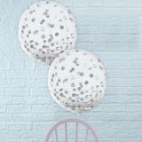 Metallic Silver Confetti Balloons, 24-in, 2-pk | Amscannull