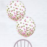 Ballons à motifs de confettis en forme de coeur, rose et or métallique, 24 po, paq. 2 | Amscannull