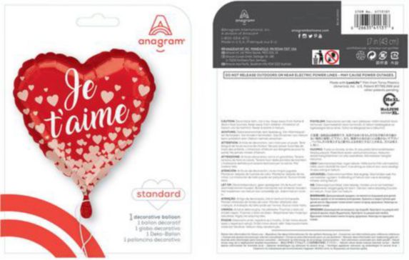 Je T'aime Rose Foil Balloon, 18-in Product image