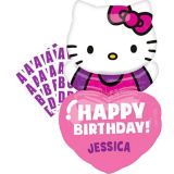 Ballon d’anniversaire en aluminium personnalisé Hello Kitty en forme de cœur, gonflage à l’hélium compris, 32 po | Anagram Int'l Inc.null