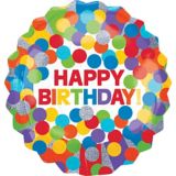Ballon Happy Birthday holographique, à pois arc-en-ciel, 21 po | Anagram Int'l Inc.null