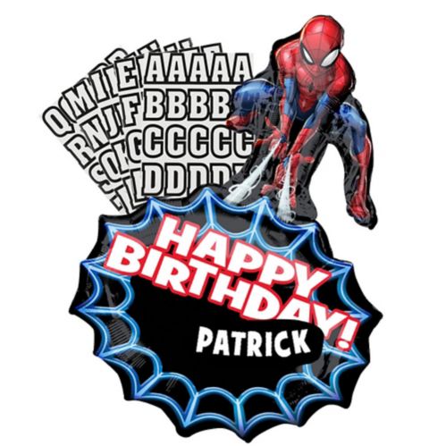 Ensemble de ballons en aluminium d’anniversaire Spiderman personnalisés, gonflage à l’hélium compris, 23 x 34 po Image de l’article