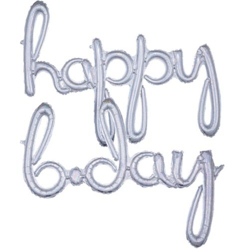 Air-Filled Prismatic Happy B-Day Cursive Letter Balloon Banners, 2-pk Product image