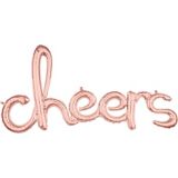 Bannière de ballons en aluminium avec lettres cursives « Cheers » pour anniversaire/réveillon du Nouvel An, or rose | Anagram Int'l Inc.null