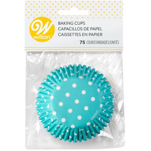Wilton Baby Blue with White Polka Dots Cupcake Liners, 75-pk Product image