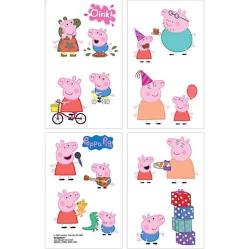 Tatouages temporaires cadeau-surprise Peppa Pig faciles à appliquer, paq. 8, 4 ans et plus Image de l’article
