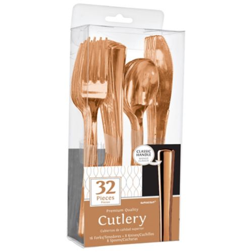 Premium Metallic Classic Handle Assorted Cutlery, 80-pc, Rose Gold Product image