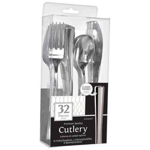 Premium Metallic Classic Handle Assorted Cutlery, 80-pc, Silver Product image