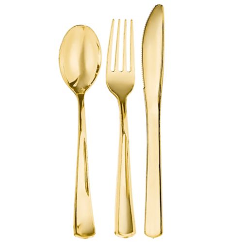 Premium Metallic Classic Handle Assorted Cutlery, 80-pc, Gold Product image