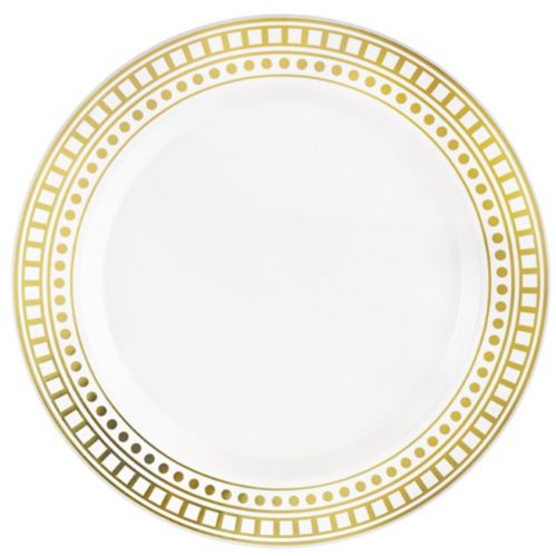 Premium Plastic Dot & Square Plates, 20-pk, 10.25-in, Gold Product image