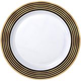 Premium Plastic Striped Plates, 20-pk, 10.25-in, Black/Gold | Amscannull